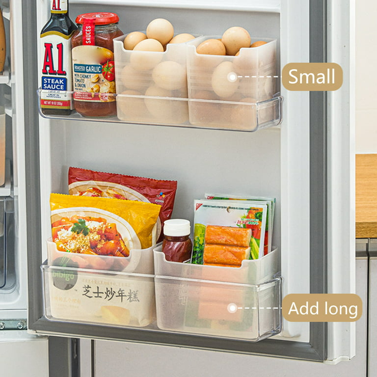 Frogued Fridge Organizer Large Capacity Transparent PP Material  Refrigerator Side Door Storage Box for Home (Clear)