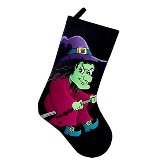Frogued Halloween Decoration Socks Festive Decorative Non-woven Fabric Witch Ghost Printing Gift Bag for Home (Type A)