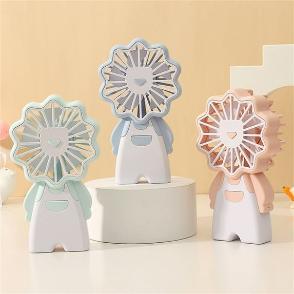 Frogued Handheld Fan Creative Shape Three Gear Adjustable ABS Rechargeable Battery Cooling Mini Fan for Home (Pink)