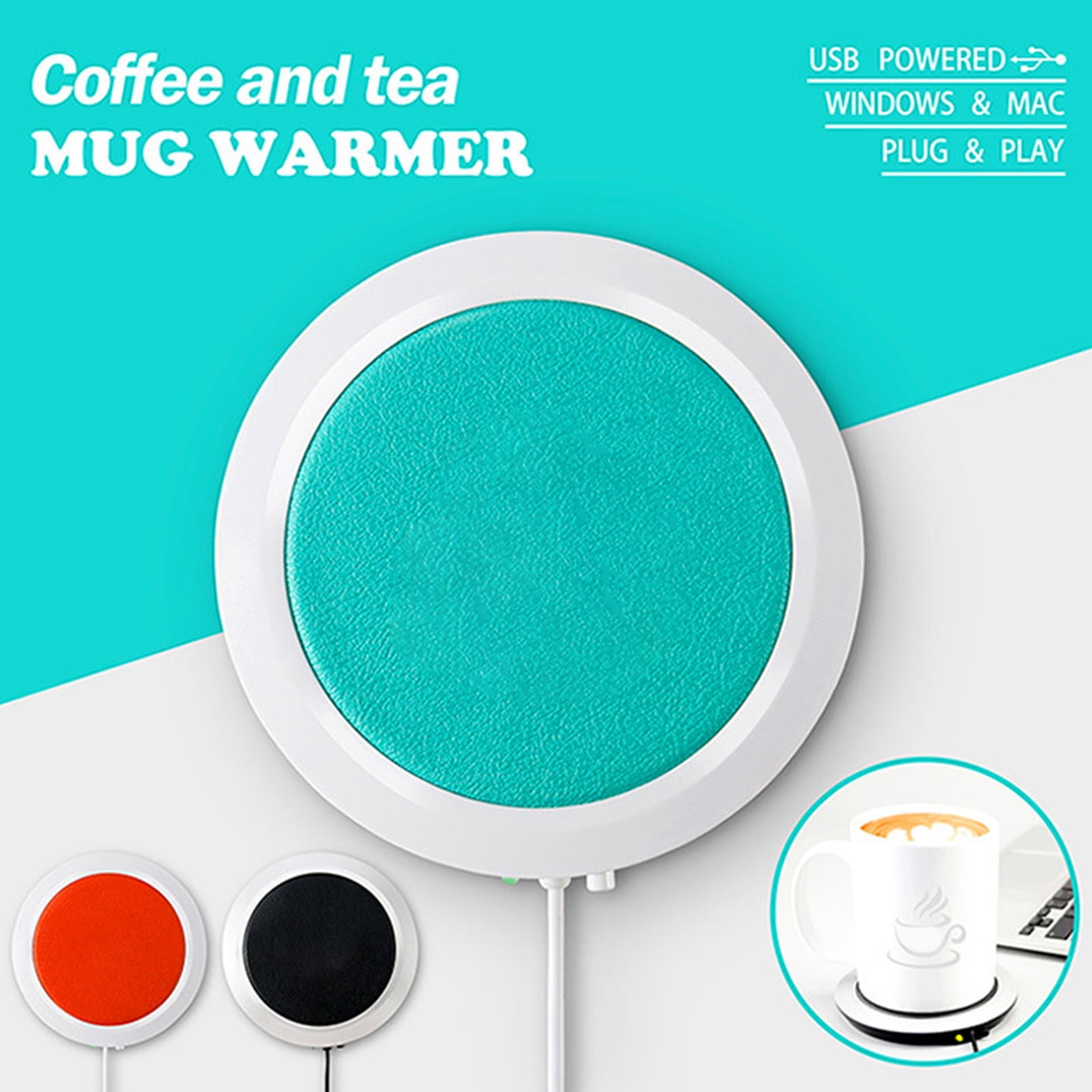 Frogued Heating Coaster USB Power Safe Lightweight Easy to Carry Electric Coffee Mug Cup Warmer for Office (Black), Size: 10.5