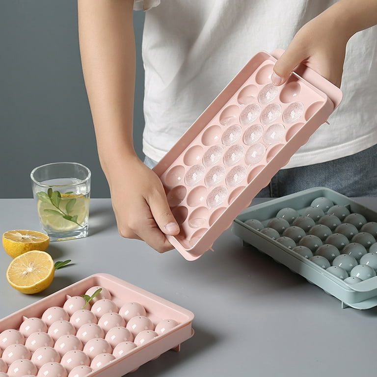 Frogued Ice Cube Tray Wear Resistant Dishwasher Safe PP Large Ice Balls  Cubes Melt Slower Mold for Home (Pink,Round) 