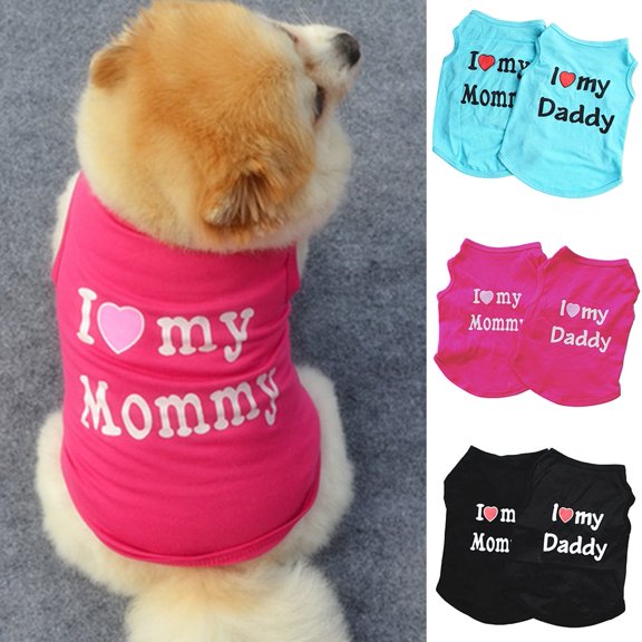 Frogued Lovely I Love My Daddy Mommy Small Dog Puppy Pet Cotton Clothes Sleeveless Vest (Sky Blue,XS,Daddy)