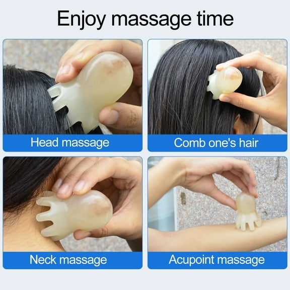 Frogued Massage Comb Round Comb Teeth 8 Claws Anti-static No Hair-Loss Anti-slip Knotless Octopus Comb for Home (Beige)