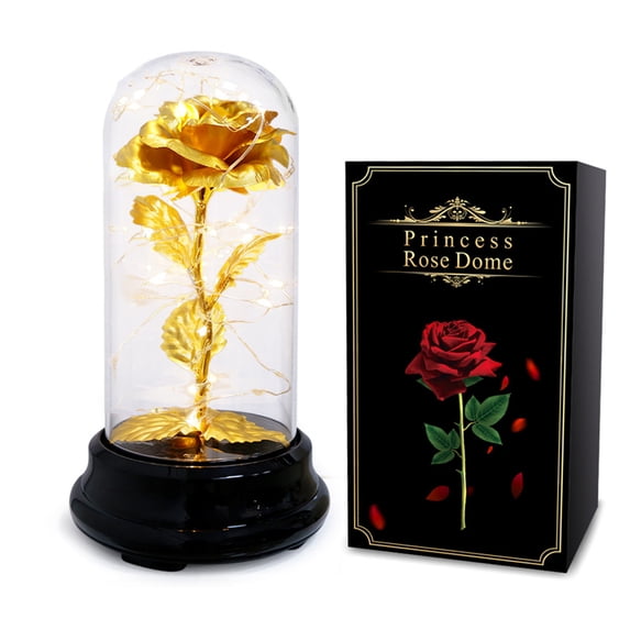 Frogued Memorable Flower Dome Light Widely Use PC Rose LED Dome String Lamp for Valentines Day (Golden)