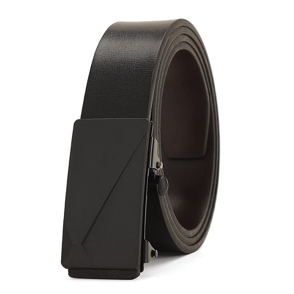 Frogued Men Belt Multipurpose Automatic Buckle Formal Faux Leather Adjustable Match Clothing Long-lasting Smooth Surface Men Business Belt for Daily Wear (Matte Black,120cm)