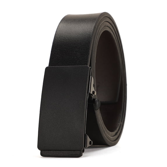 Frogued Men Belt Multipurpose Automatic Buckle Formal Faux Leather Adjustable Match Clothing Long-lasting Smooth Surface Men Business Belt for Daily Wear (Cool Black,120cm)
