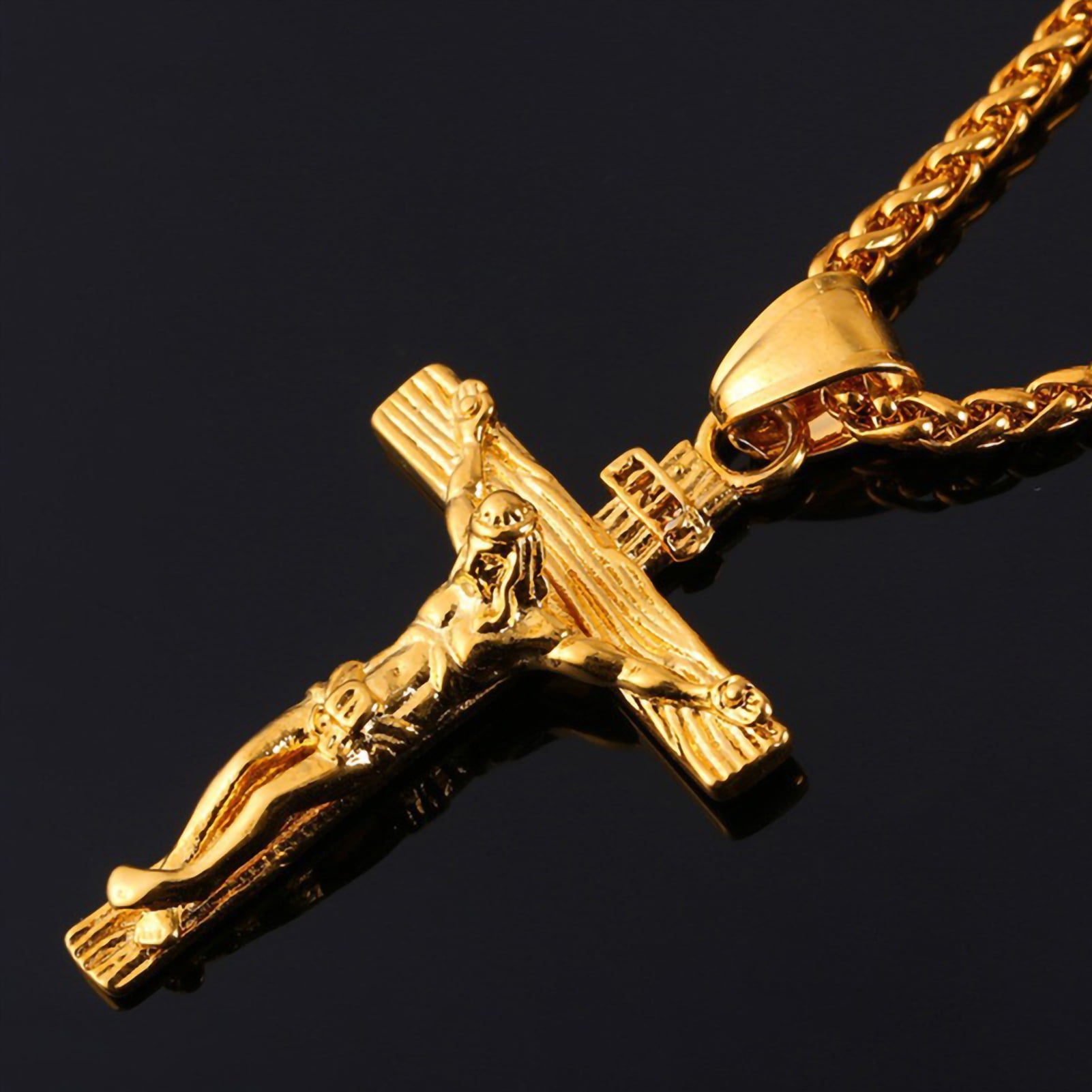 Stainless Steel Big Jesus Cross Pendant Gold Colorblock Rhinestone Cross  Necklace Men's Jewelry | Wish | Gold pendants for men, Gold cross pendant,  Cross jewelry