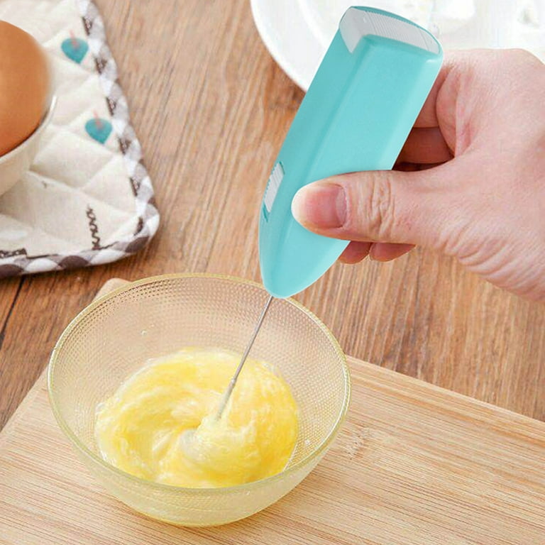 Frogued Milk Frother Waterproof Detachable Heat-resistant Button Control  Quick Foaming Wireless Handheld Cream Mixer Kitchen Gadget (Blue) 