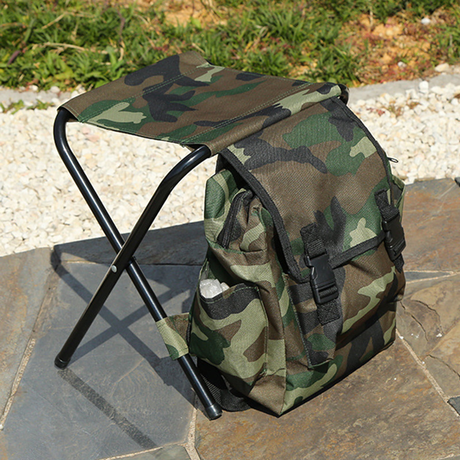 Outdoor Hiking Folding Sack Camping Fishing Chair Stool Backpack Picnic Bag