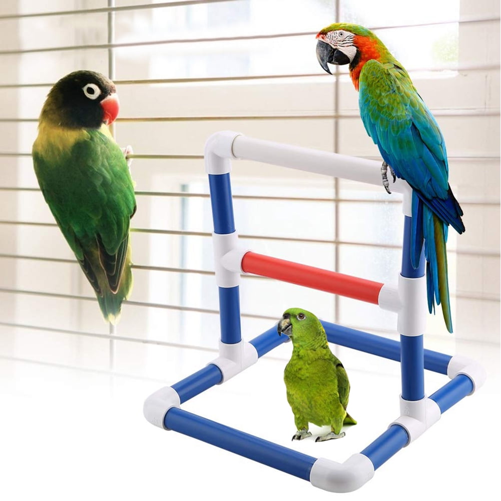 Frogued Pet Bird Parrot Macaw Shower Stand Perch Platform Double Ladder