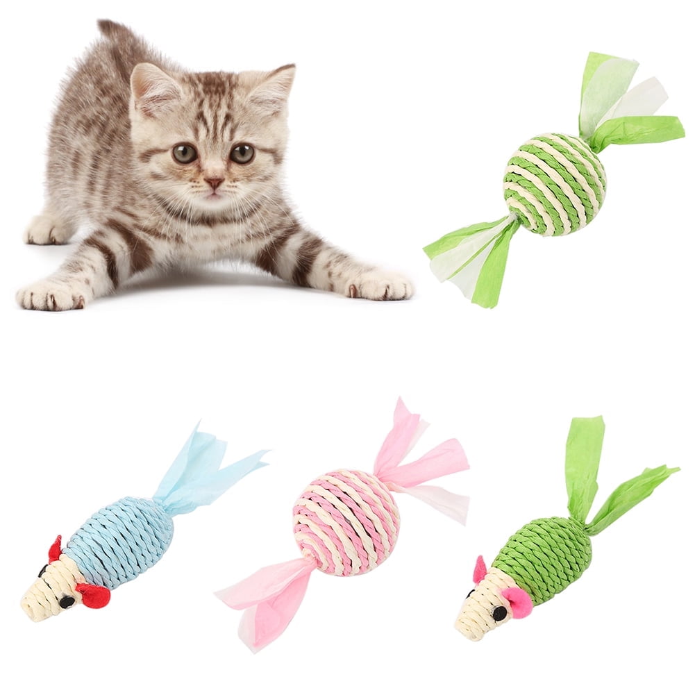 Frogued Pet Cat Kitten Mouse Rattle Toy Bite Chew Catch Clean Teeth ...