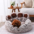 thumbnail image 1 of Frogued Pet Nest Paw-Shaped Pet Bed Warm Comfortable Anti-Slip Fluffy Plush Cat Dog Sleeping Nest Pet Supplies Grey & White,70cm, 1 of 9