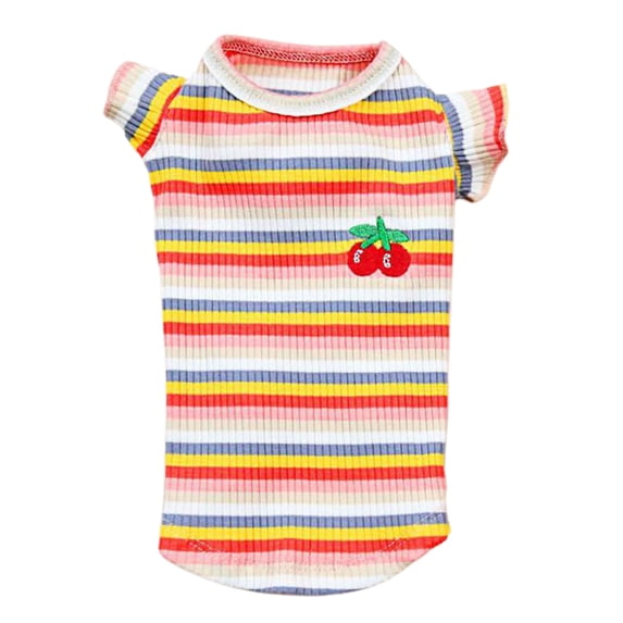 Frogued Pet Shirt Round Neck Breathable Striped Design Dog Two-legged Vest for Summer (Orange Tee,L)