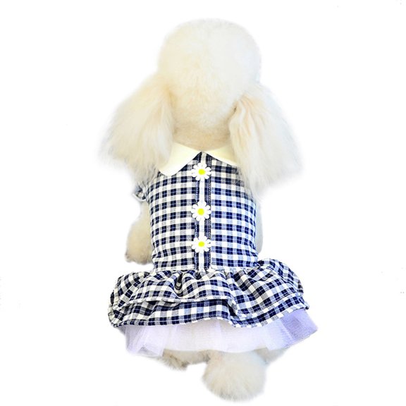 Frogued Pet Skirt Lace Design Breathable Thin Dog Fashion Plaid Skirt for Summer (Black,L)