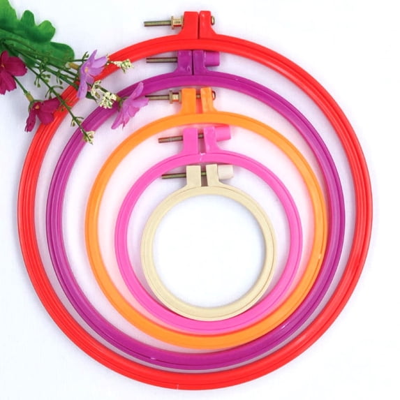 Frogued Plastic Cross Stitch Embroidery Hoop Circle Sewing Frame DIY Needlework Tool (Bamboo Color,25cm)