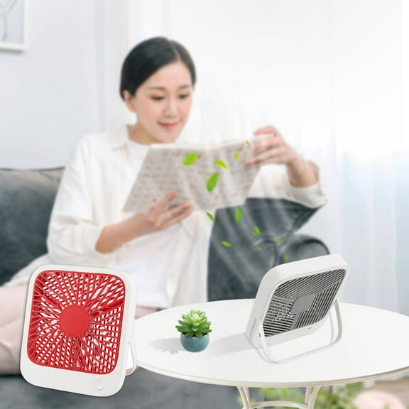 Frogued Portable Square USB Charging Low Noise Cooling Fan Home Office Desktop Cooler (White,Battery Powered)