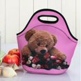 thumbnail image 1 of Frogued Portable Striped Dot Bear Print Insulated Cooler Picnic Food Lunch Box Bag Pouch (Type 1#), 1 of 13