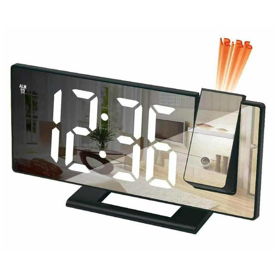 Frogued Projection Alarm Clock Time Projection Big Screen Adjustable Brightness Snooze Mode Led Mirror Digital Alarm Clock Bedroom Supplies (Red A,1pc)