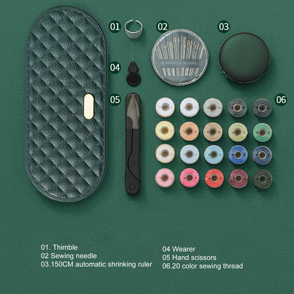 Frogued Sewing Kit 1 Set Needle and Thread Box Set Double-tiers Storage Box Portable Sewing Kit for Home, Beginner, Traveler,DIY Sewing (Black)