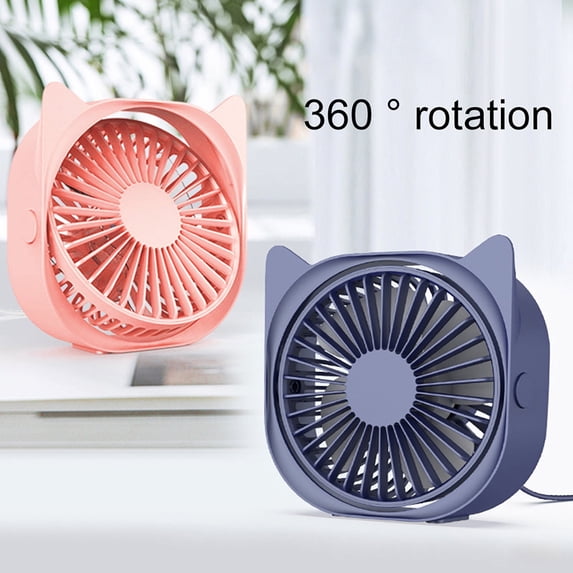 Frogued Silent Fan 360 Degree Rotation Mute Three-speed Adjustment Strong Wind USB Charging Cooling Portable Powerful Handheld Fan Office Accessory (Blue)