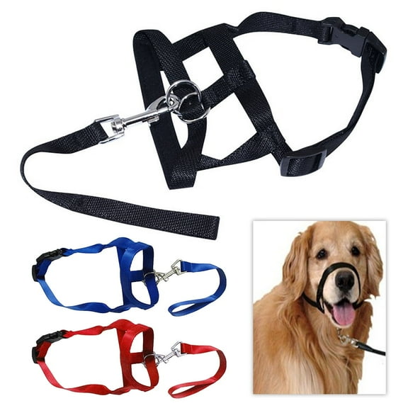Frogued Soft Nylon Dog Pet Head Collar Training Mouth Cage Anti Bite Chew Safety (Red,M)