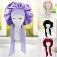 thumbnail image 1 of Frogued Solid Color Faux Silk Satin High Elastic Lacing Hair Bonnet Sleep Cap Hair Care for Hair Salon (Wine Red), 1 of 13