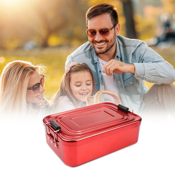 Frogued Sturdy Aluminum Lunch Box Portable Rectangular Food Fruit Container for Outdoor Camping (Golden)
