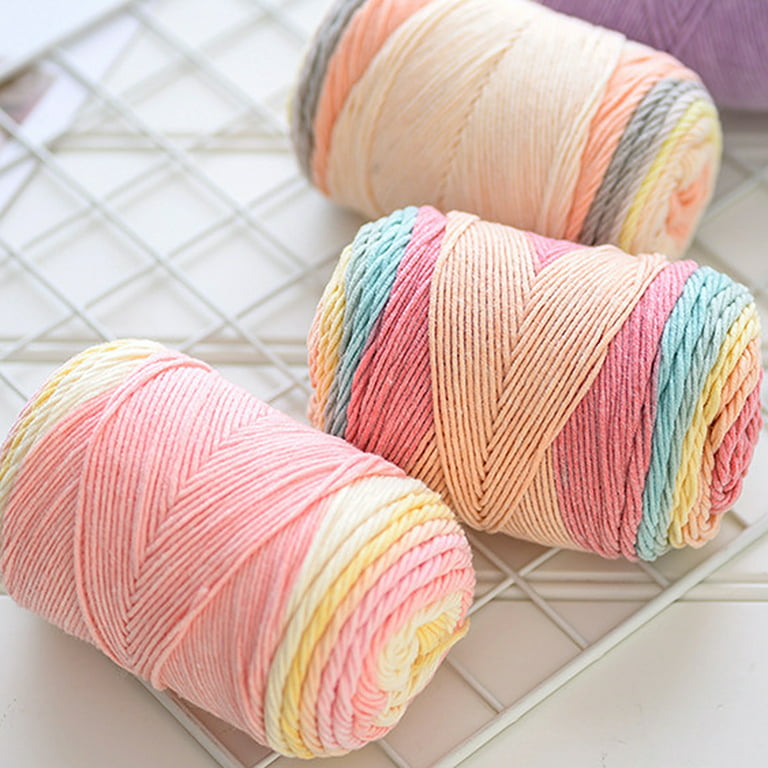 100G Rainbow Color Hand-Woven Cotton Yarn Soft Crochet Thick Yarn for –  LWTCrafty