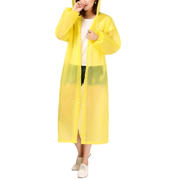 Frogued Unisex Reusable Portable Waterproof Hooded Outdoor Riding Long Raincoat Poncho (Yellow)