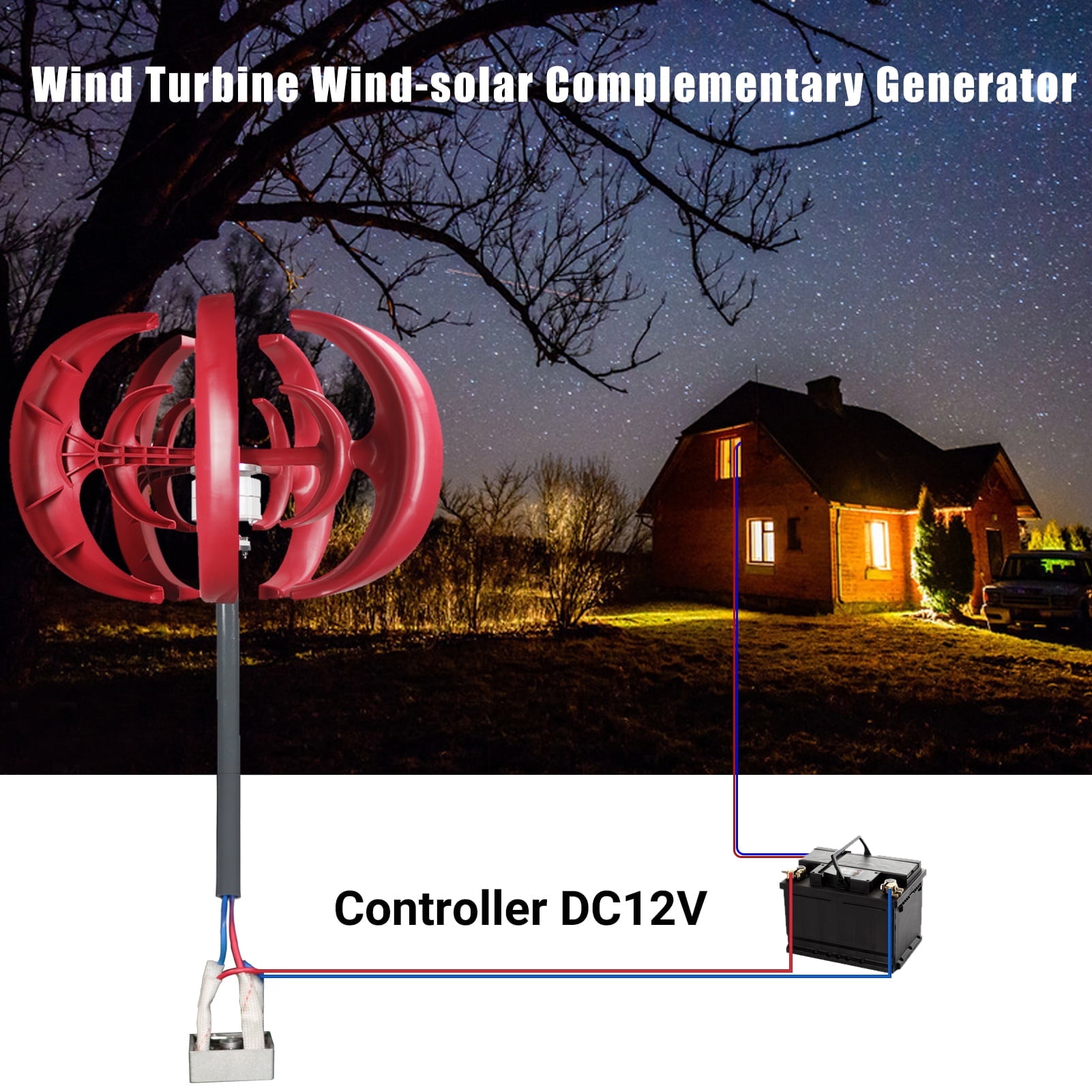 Frogued Wind Turbines, 600W Wind Turbines Generator, 5 Blades DC12V Wind Turbines Generator Kit