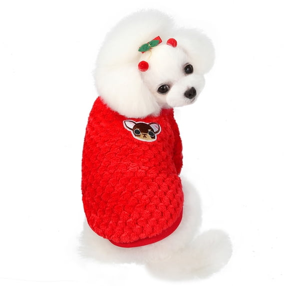 Frogued Winter Cartoon Animal Pattern Sweatshirt Two-legged Cat Dog Clothes Pet Supplies (Red,S)