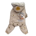 thumbnail image 1 of Frogued Winter Cartoon Motorcyclist Print Four-legged Cotton Coat Thicken Dog Clothes (Khaki,S), 1 of 12