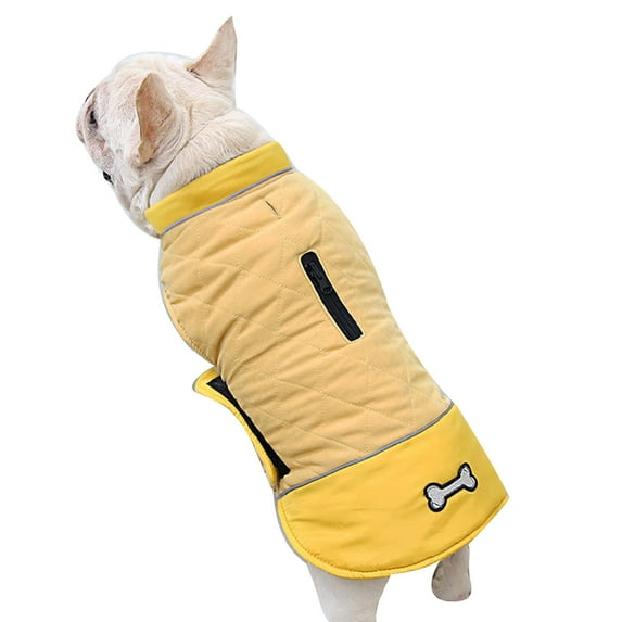 Frogued Winter Warm Waterproof Double-Sided Jacket Coat Clothing Large Dog Pet Clothes (Yellow,3XL)