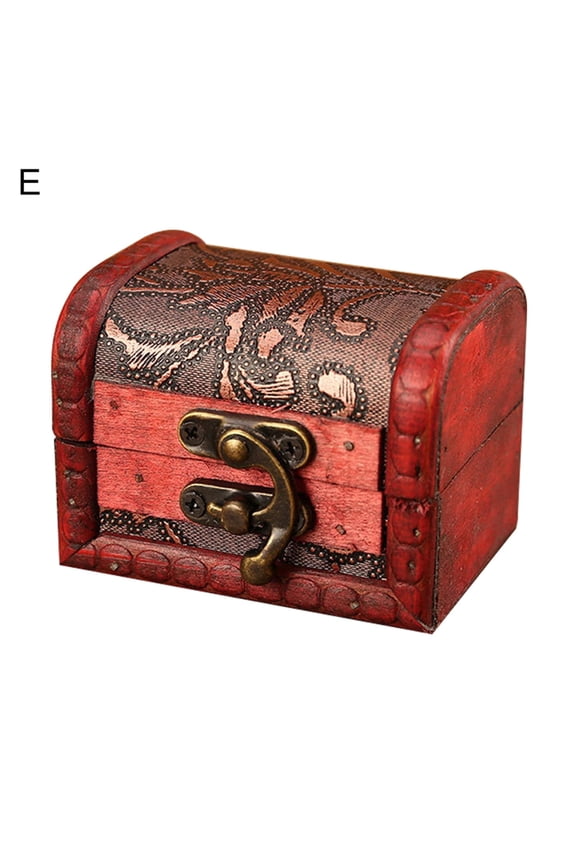 Wooden Box Vintage Style Floral Craft Old Memory Touch Jewelry Storage Wooden Treasure Case for Collection