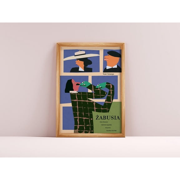 Frogy Zabusia Theatre Frog Comedy Drama Art Print, Unframed Canvas 8x10in