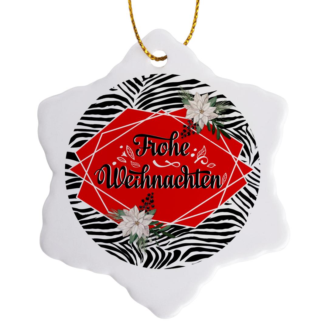 Zebra Snowflake 3drose, Frohe Weihnachten German Christmas Zebra Animal Print and ...