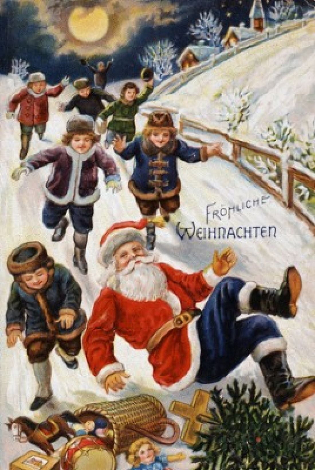 Frohliche Weihnachten Nostalgia Cards Canvas Art - (18 x 24)