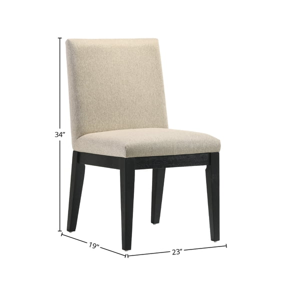 Froja Beige Fabric Dining Side Chair Set of 2, Chic Design with Black Finish Frame, Comfortable 2" Foam Cushion, Solid Wood, Composite Wood, Rubberwood, MDF Base, 22.5"W x 19"D x 34"H, Perfect for Di