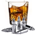 thumbnail image 1 of Frolk Stainless Steel Bullet Shaped Whiskey Stones Set of 6 - Chilling Rocks - Ice Stones With Tongs And Freezer Pouch, Gift Idea for Whiskey Lovers, 1 of 9