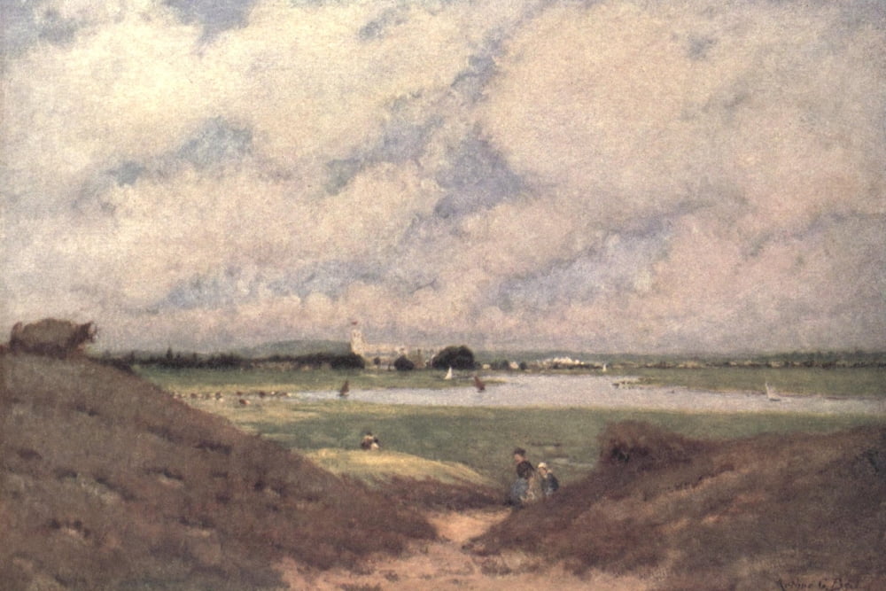 From Harbour to Harbour 1916 Christchurch from Hengistbury Head Canvas Art - Arthur G Bell (24 x 36)
