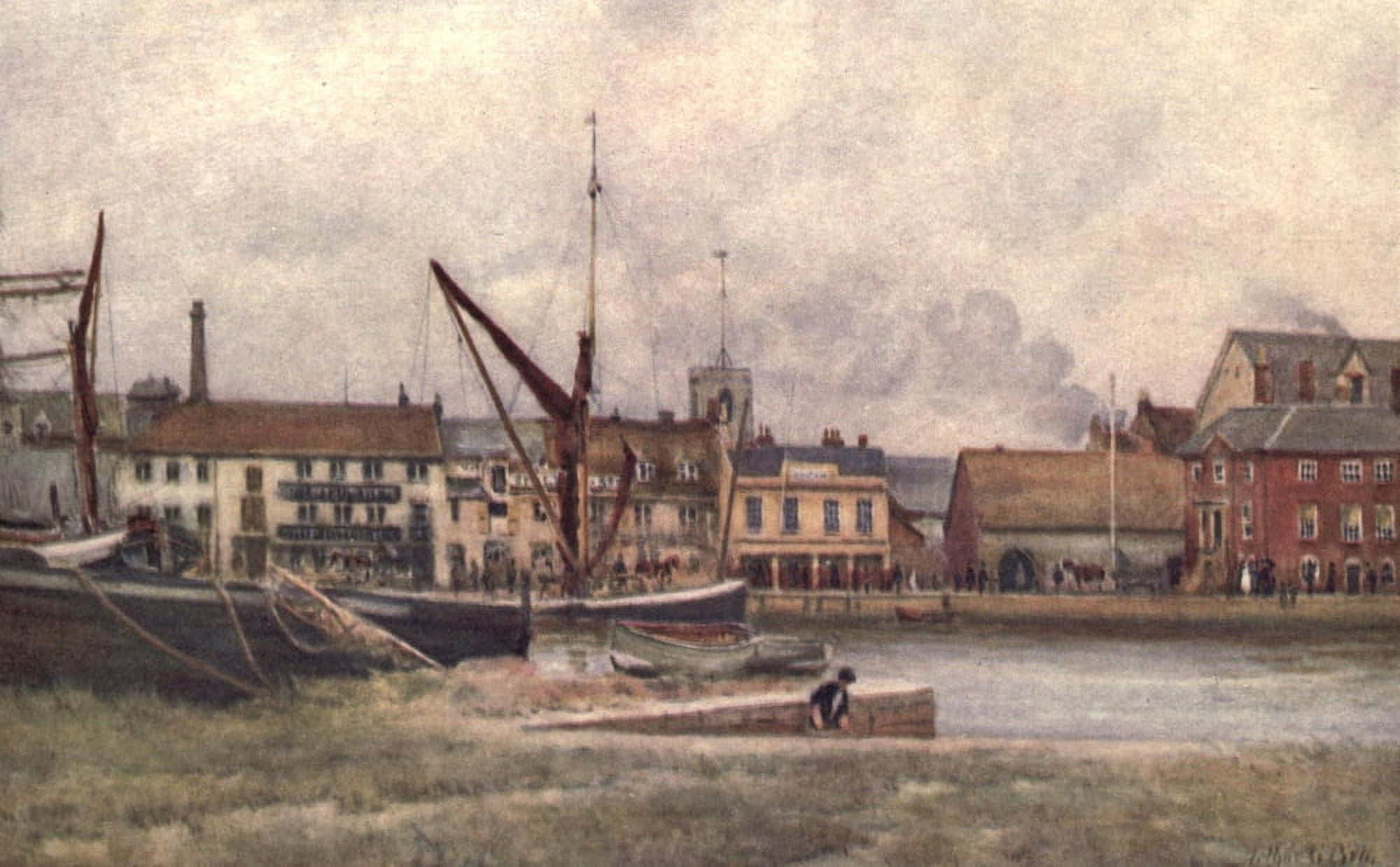 From Harbour to Harbour 1916 Quay Poole Harbour Canvas Art - Arthur G Bell (24 x 36)
