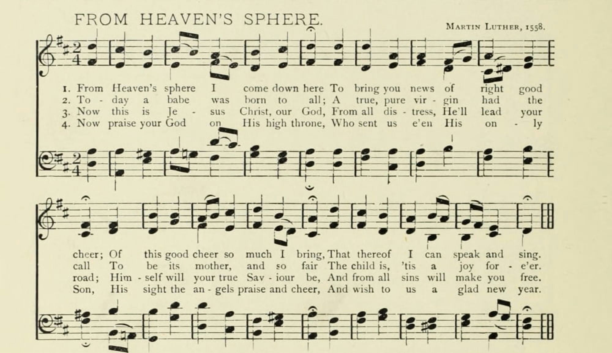 From Heavens Sphere Martin Luther Christmas in Song 1891 Canvas Art - (18 x 24)
