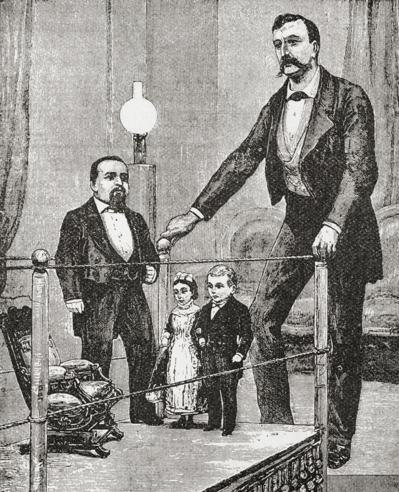 From Left To Right Charles Sherwood Stratton Aka General Tom Thumb 1838 Canvas Art - Ken Welsh Design Pics (13 x 17)