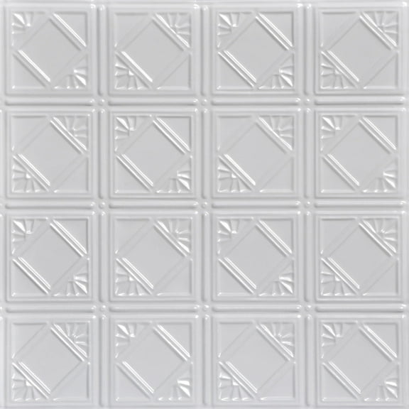 From Plain To Beautiful In Hours Carnivale White Tin Plated Lay-in Ceiling Tile 6 Pcs 2 ft. x 2 ft.