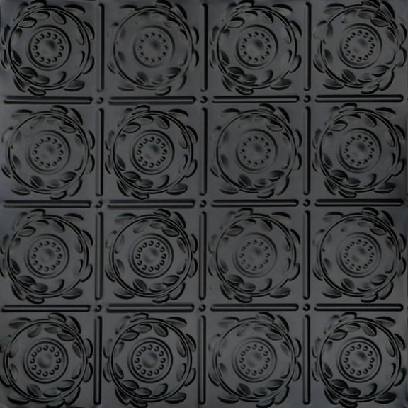 From Plain To Beautiful In Hours Crowning Glory Satin Black Tin Plated Nail Up Ceiling Tile 6 Pcs 2 ft. x 2 ft.