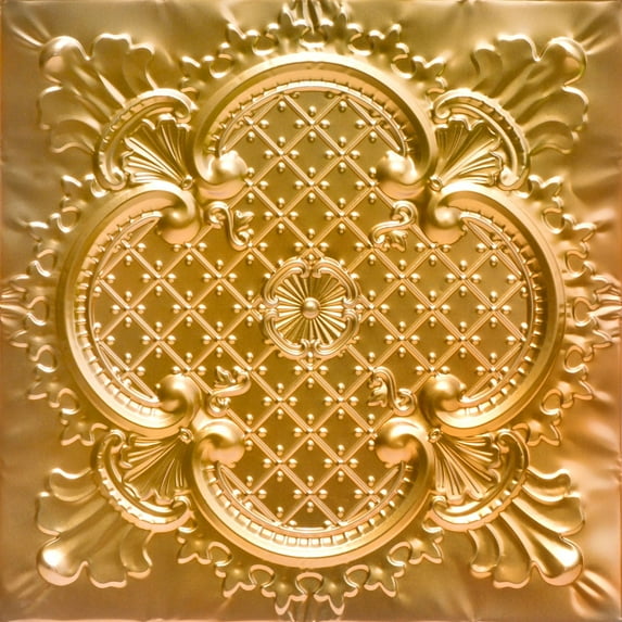 From Plain To Beautiful In Hours Lancelot Lincoln Copper Tin Plated Nail Up Ceiling Tile 6 Pcs 2 ft. x 2 ft.