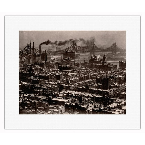 From Room 3003 at the Hotel Shelton New York - Looking Northeast - Vintage B&W Photograph by Alfred Stieglitz - Fine Art Rolled Canvas Print 11in x 14in
