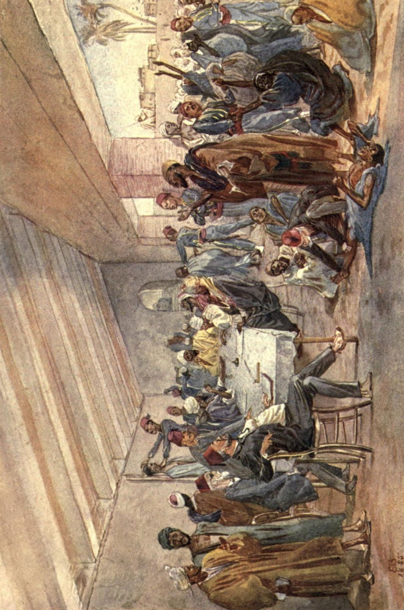 From Sketch-book & Diary 1909 Registering Fellaheen for the conscription Canvas Art - Elizabeth Butler (18 x 24)