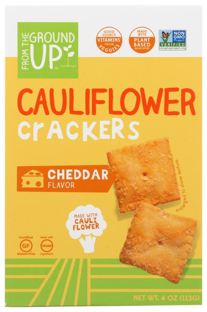 From The Ground Up Cauliflower Crackers Cheddar, 4 Oz, Pack Of 6