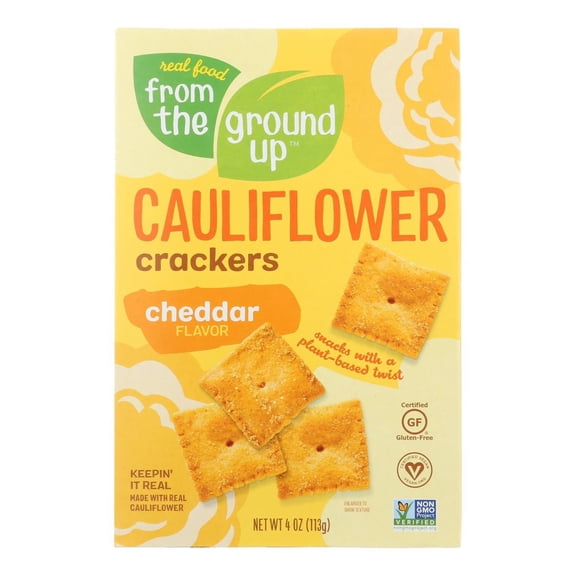Real Food From The Ground Up Cauliflower Crackers Cheddar 6 Count 4 Ounce